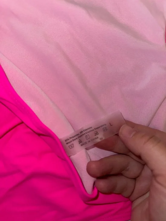 Hot Pink Halter One-Piece Swimsuit - Deep V - Size Large - Picture 4 of 5